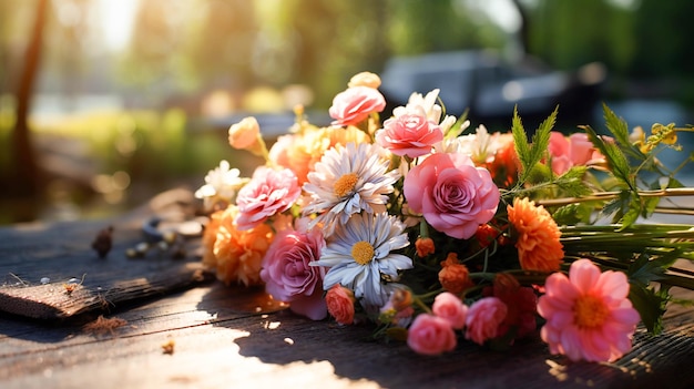 Freshness of summer flowers in a colorful bouquet