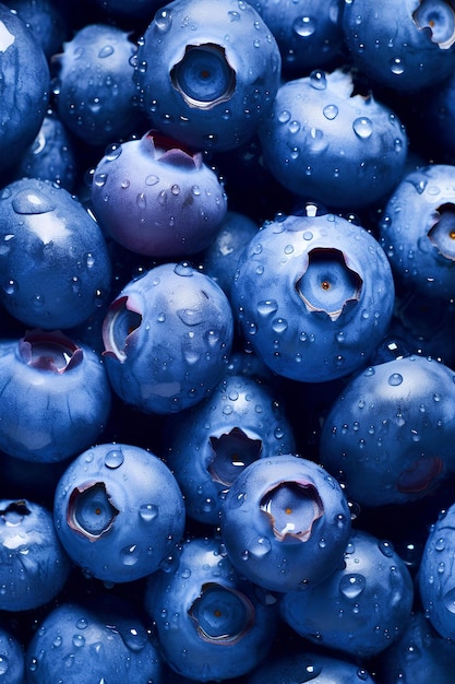 Freshness Unveiled Macro of Dewy Blueberries