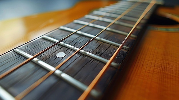 the fretboard of a 12string guitar