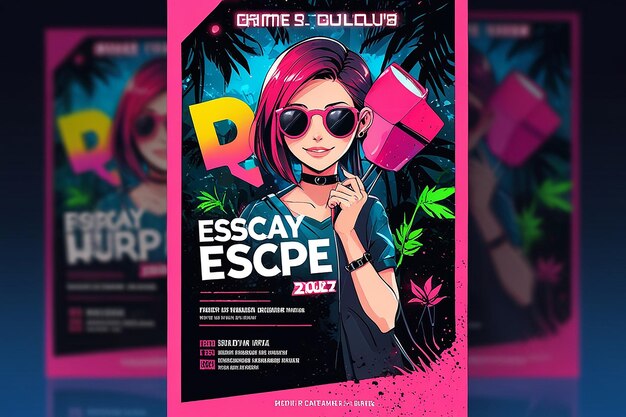 Photo friday escape club party post psd template