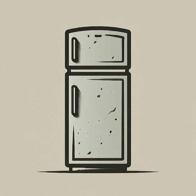 fridge icon hand drawn white chalk illustration on blackboard vector with brown color symbol