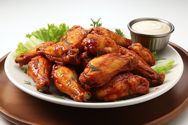 Fried and Barbecue chicken wings with white sesame