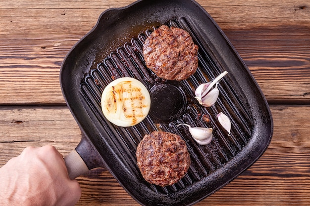 Fried burger beef cutlets