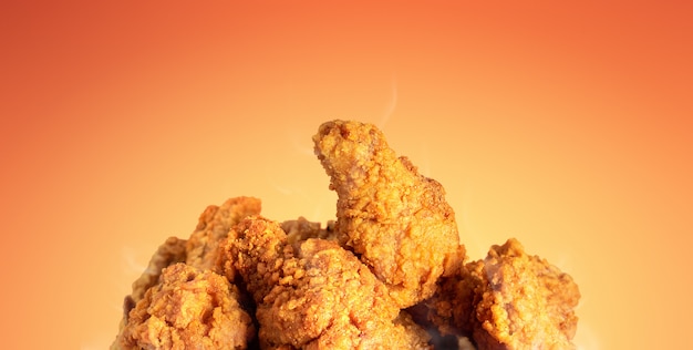 Fried chicken or crispy kentucky. Delicious hot meal with fast food.