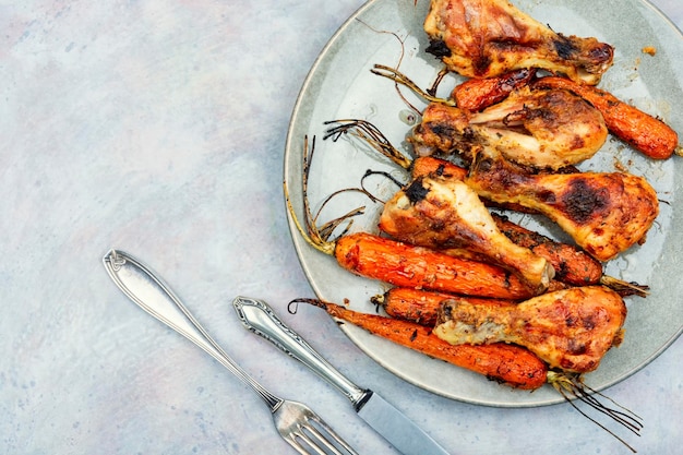 Fried chicken drumstick top view