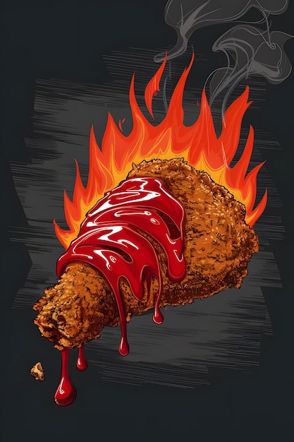 fried chicken in fire