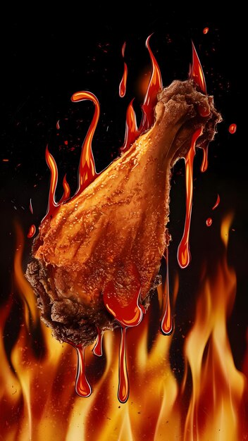 fried chicken in fire