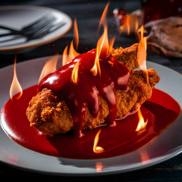 fried chicken in fire