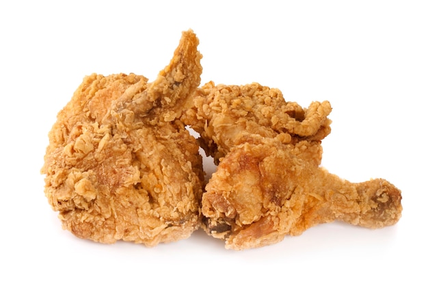 Fried chicken isolated on a white surface