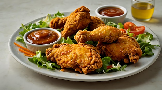 fried chicken legs in breadcrumbs fast food in a Roasted whole chicken