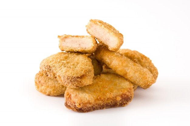 Fried chicken nuggets isolated on white