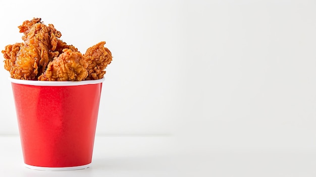 Photo fried chicken in paper bucket isolated on white background fried chicken on white wi generative ai