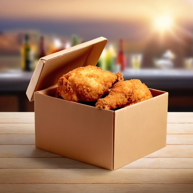 Fried chicken takeaway delivery box empty blank generic product packaging mockup