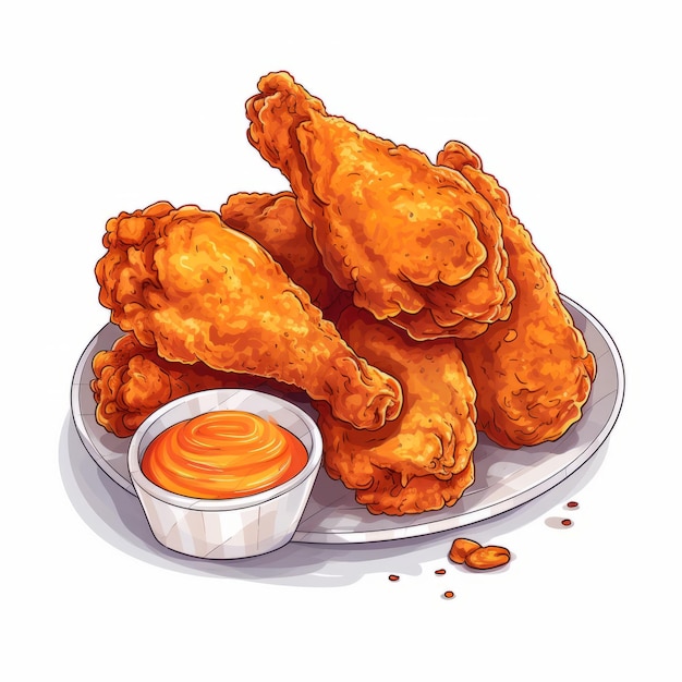 Fried Chicken Vector Image On White Background