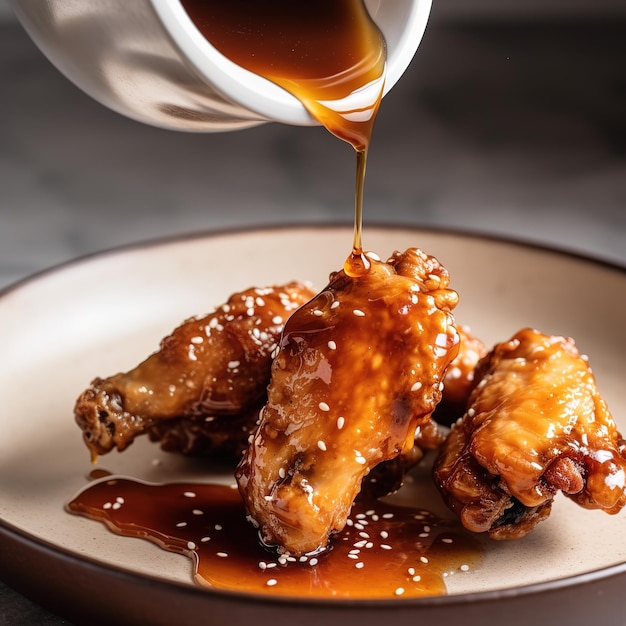 fried chicken wings drizzled with honey