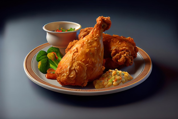 Fried chicken wings on wooden table