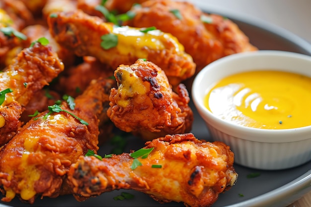 Fried Chicken Wings in Yellow Plate