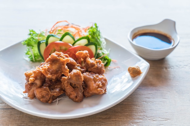 fried chicken with tonkatsu sauce