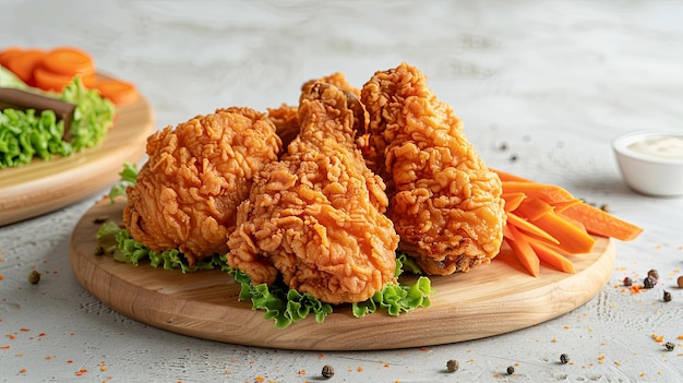 fried chicken on a wooden plate