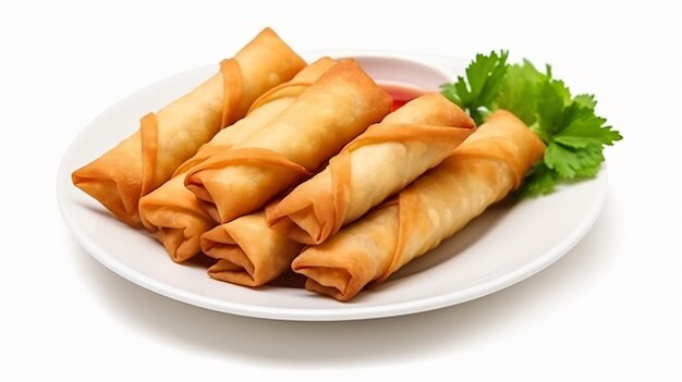 Fried chinese traditional spring rolls food