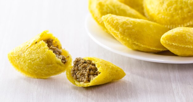 Fried corn bread, fried corn flour pastry, stuffed with meat