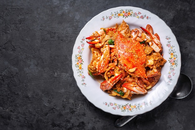 Fried crab with Curry Powder, Thai food