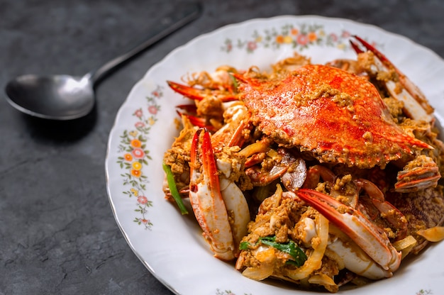 Fried crab with Curry Powder, Thai food