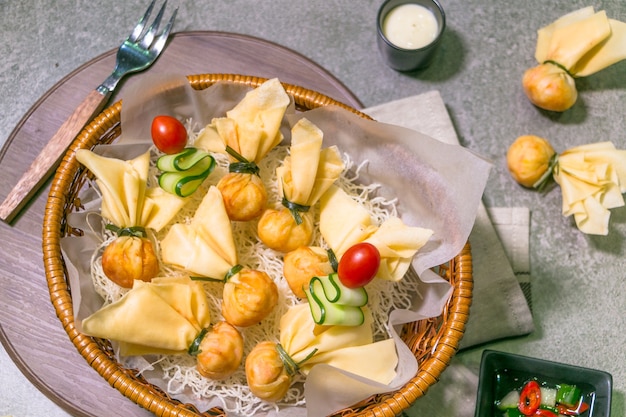 Fried dumplings on plate