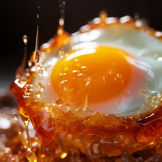 Fried Egg In A Bowl Of Liquid On A Table