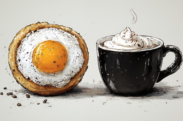 Photo fried egg and coffee