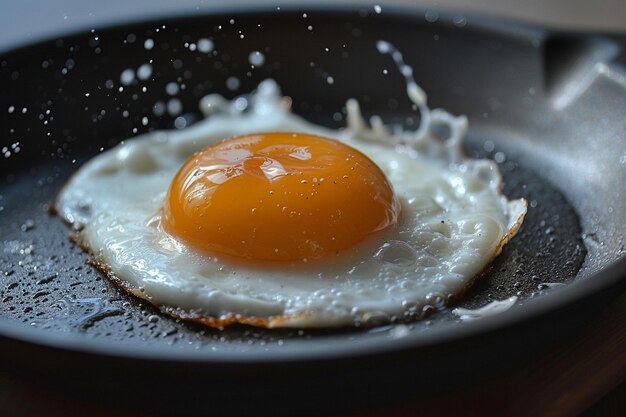 a fried egg is fried in a pan