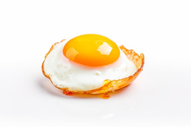 Fried egg isolated on white background with copy space for text Generative AI