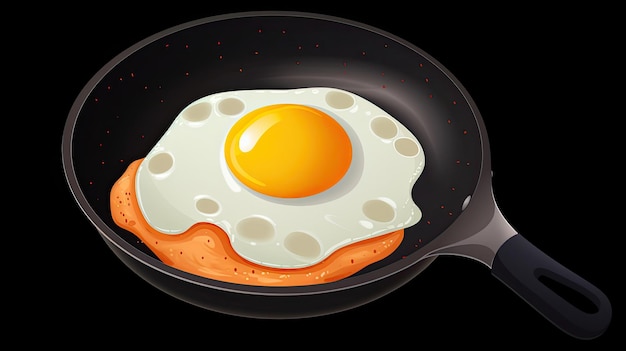 Photo fried egg in a pan 3d cartoon illustration