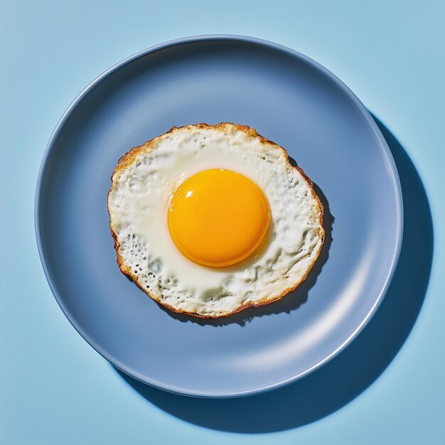 a fried egg on a plate with a fried egg on it