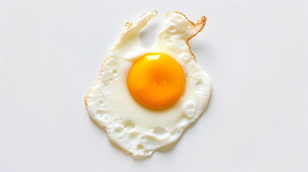 Fried Egg in Shape of Hen39s Head on White Background with Minimalist Lighting and Surreal Concept