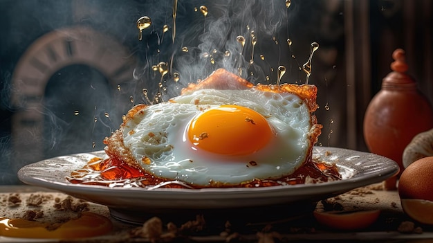 A fried egg sitting on top of a piece of bread