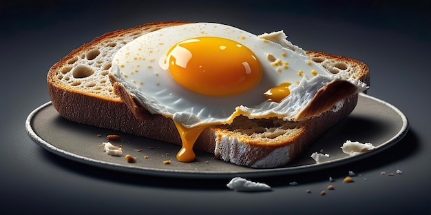 Fried egg on slice of bread