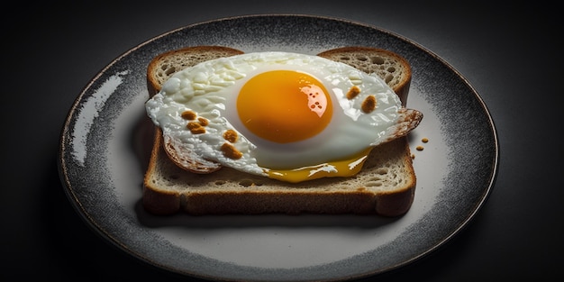 Fried egg on slice of bread