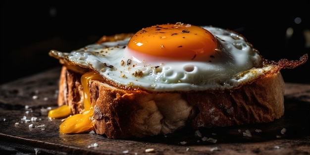 Fried egg on slice of bread