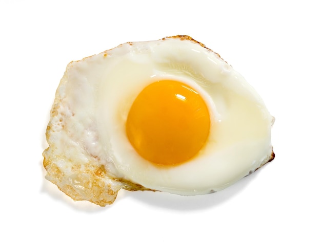 Fried egg on white background