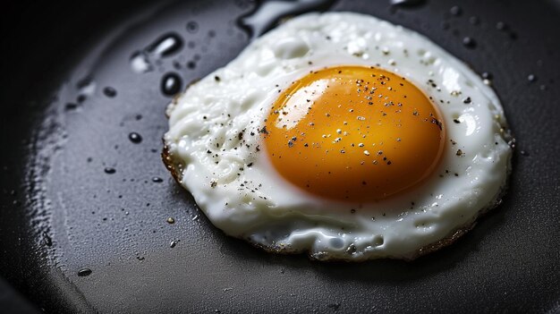 a fried egg with a black pepper on the top