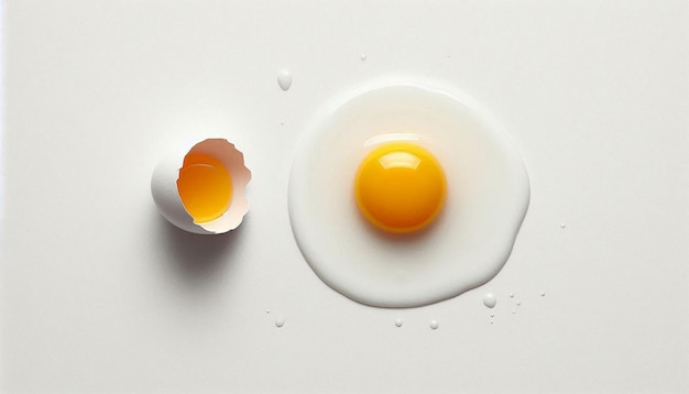 Fried Egg With Tomatoes and Herbs in a Cast Iron Skillet on a White Surface