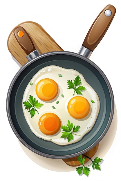 Fried eggs on frying pan icon