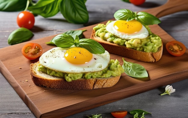 Fried Eggs on a plate wooden background