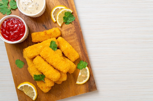 Photo fried fish finger stick or french fries fish