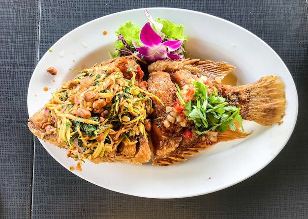 fried fish with herb