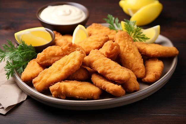 Fried fish with sauce in the plate