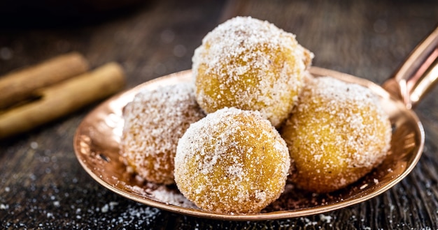 Fried flour cake with sugar and cinnamon, typical of Brazil, called a rain cake