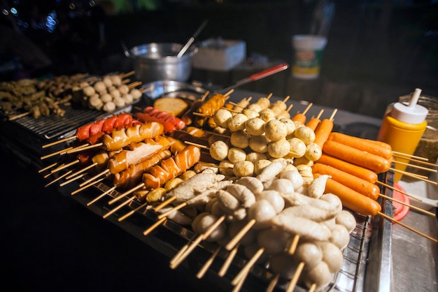 Fried food with sticks, Thai style food, Thailand street food ,Bangkok