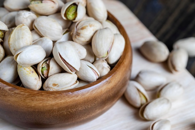 Fried green pistachio nuts in a shell